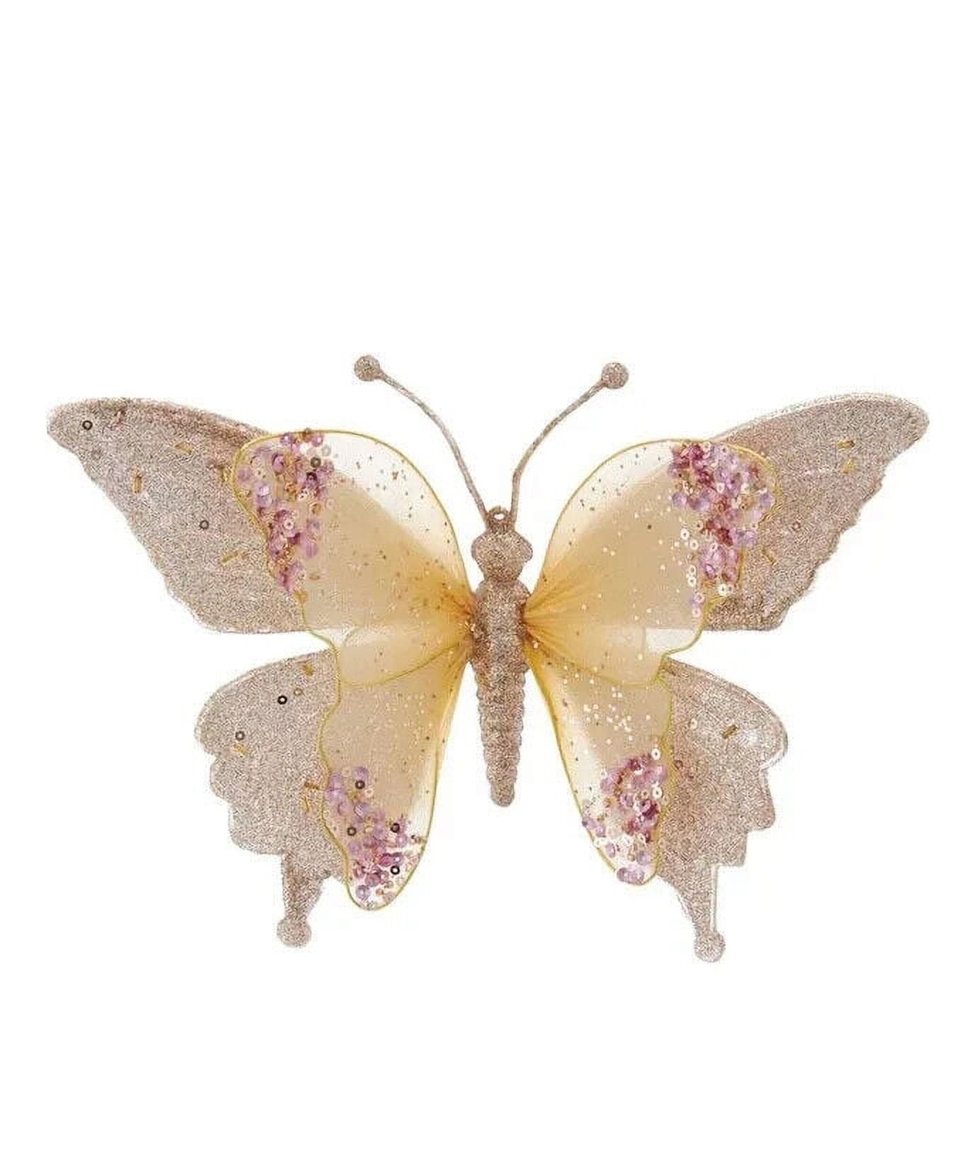 Kurt Adler TD1666 Gold and Pink Lace Butterfly Clip-On Ornament, 6-inch ...