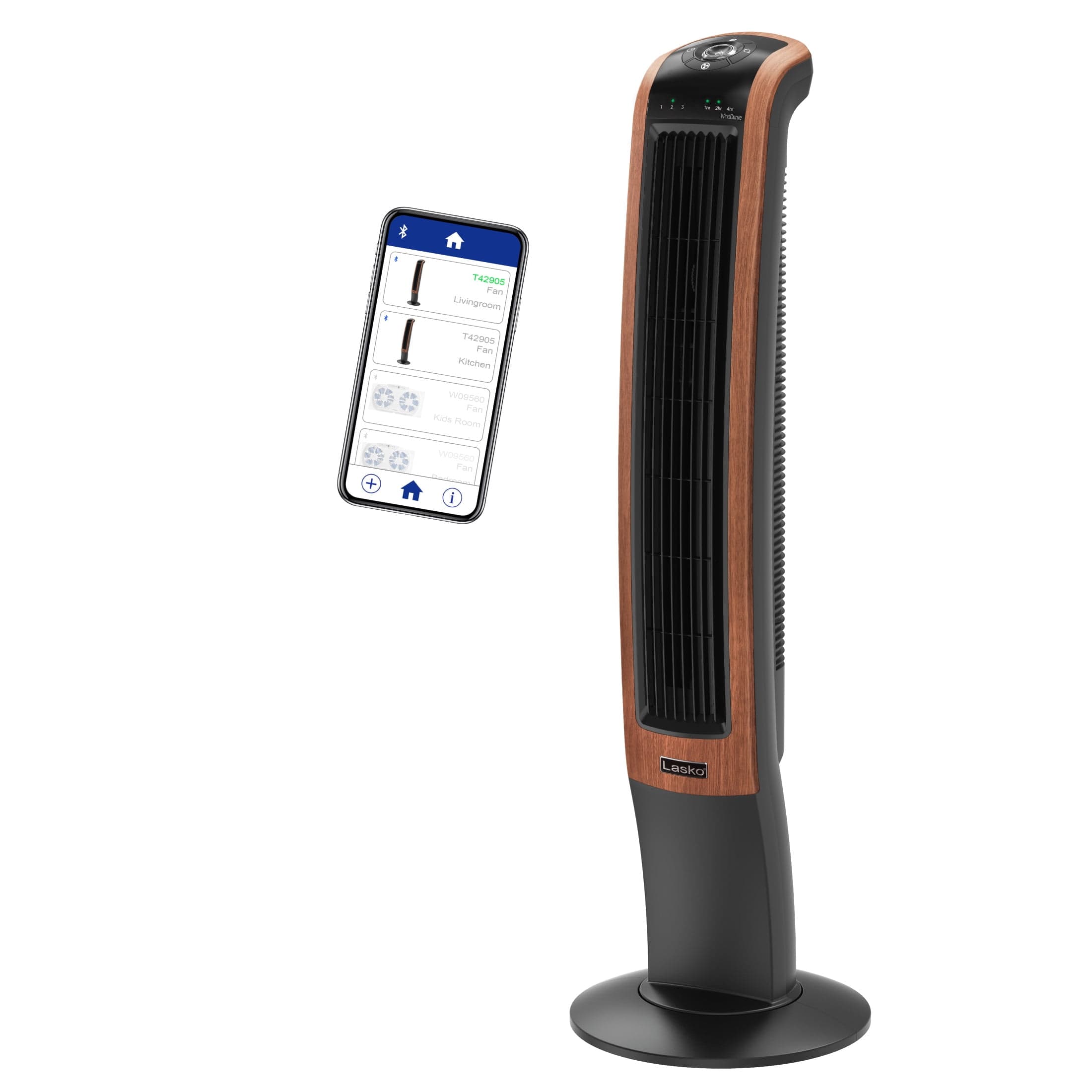 Lasko 42" Wind Curve Oscillating Tower Fan with Bluetooth® Technology ...