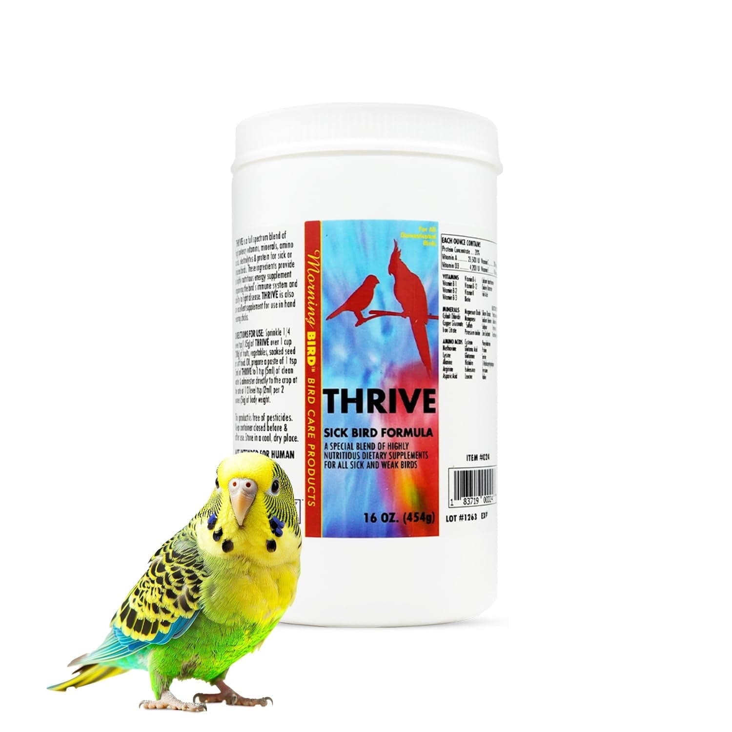 Morning Bird Thrive 16 Oz - Multi-Vitamin Bird Supplement Designed for ...