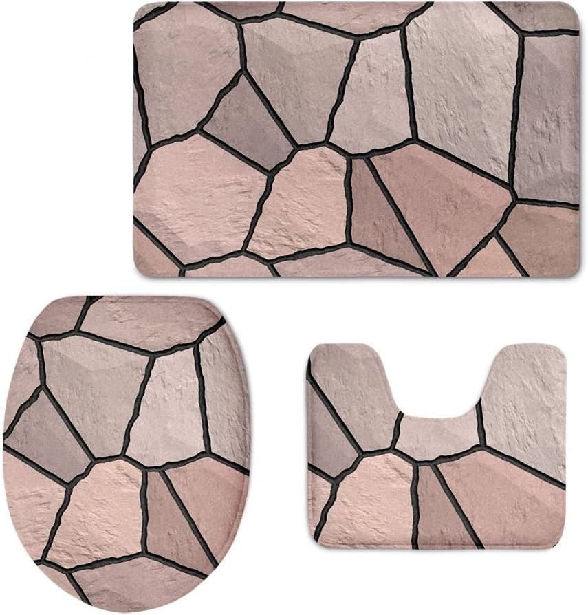 Retro StPattern Bathroom Rugs Set 3Piece Bath Mat Non Slip Tub Bath Rug ...