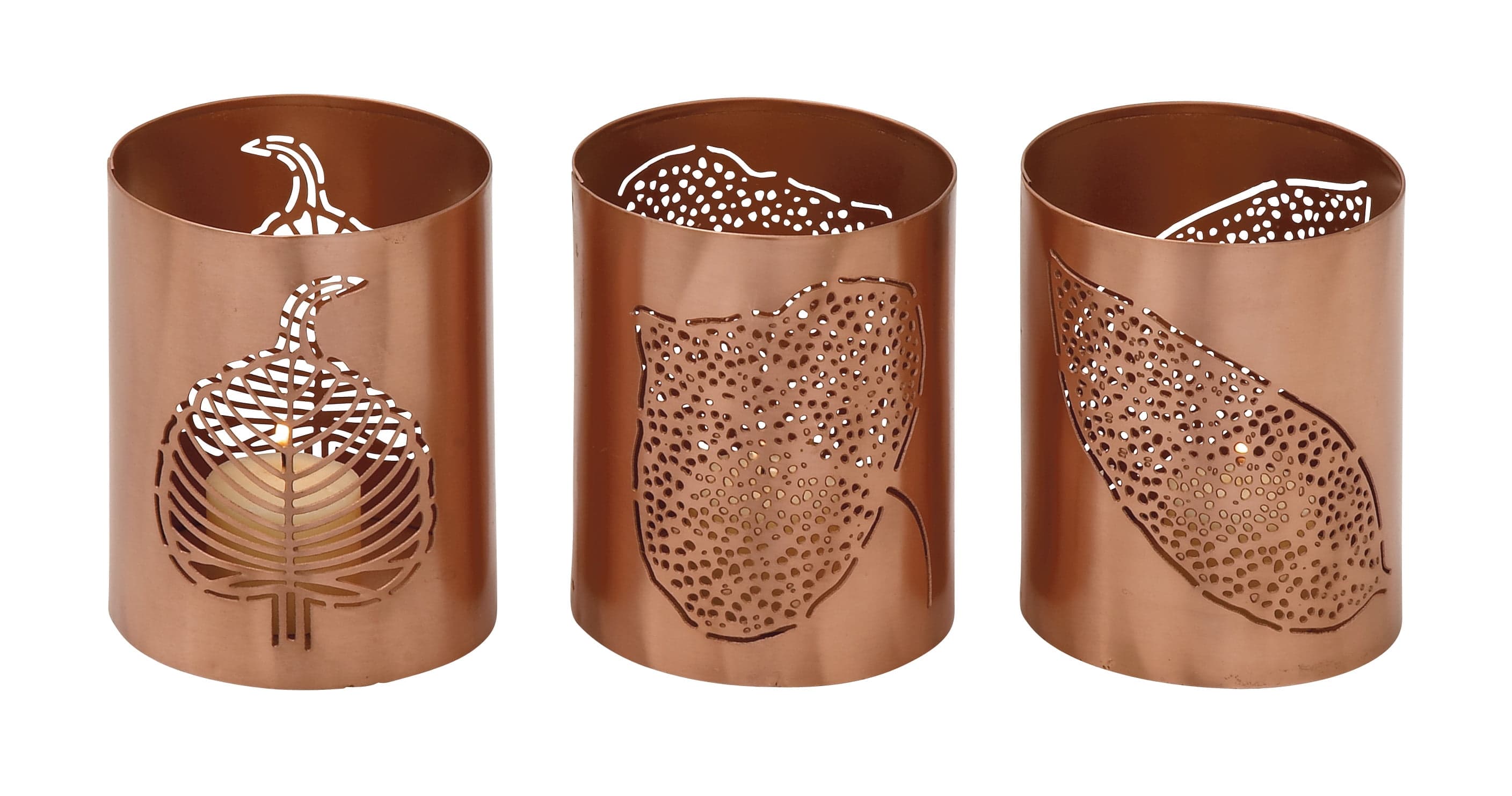 Striking Metal Leaf Votive Holder Set Of 3 - Walmart.com