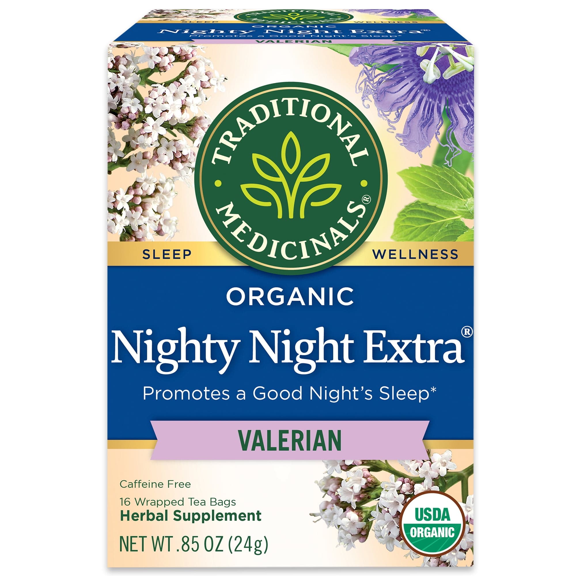 Traditional Medicinal Nighty Night Valerian, Organic Tea Bags, 16 Count ...