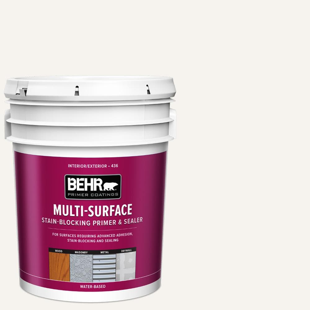 BEHR Premium Plus 5 gal. White Acrylic Interior/Exterior Multi-Surface ...