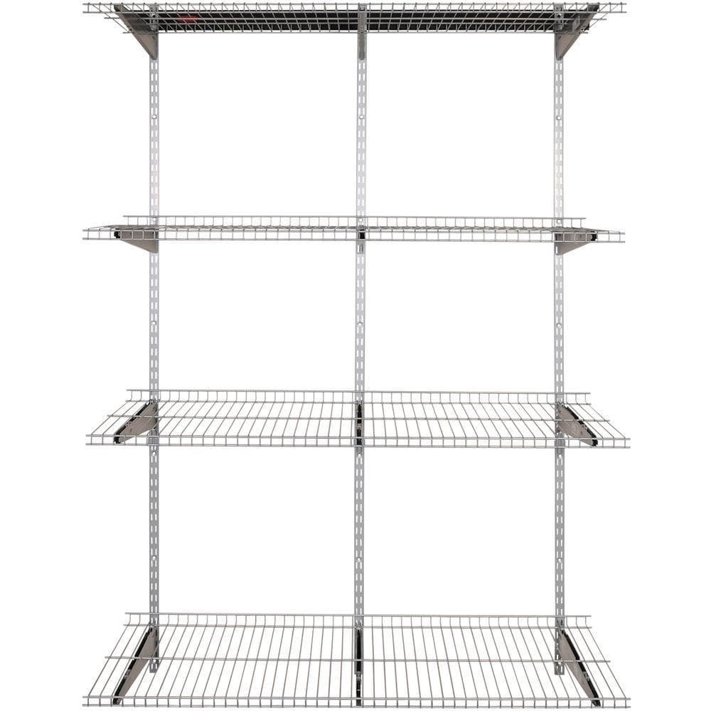 Rubbermaid FastTrack Garage 4-Shelf 16 in. x 48 in. Silver Metallic ...
