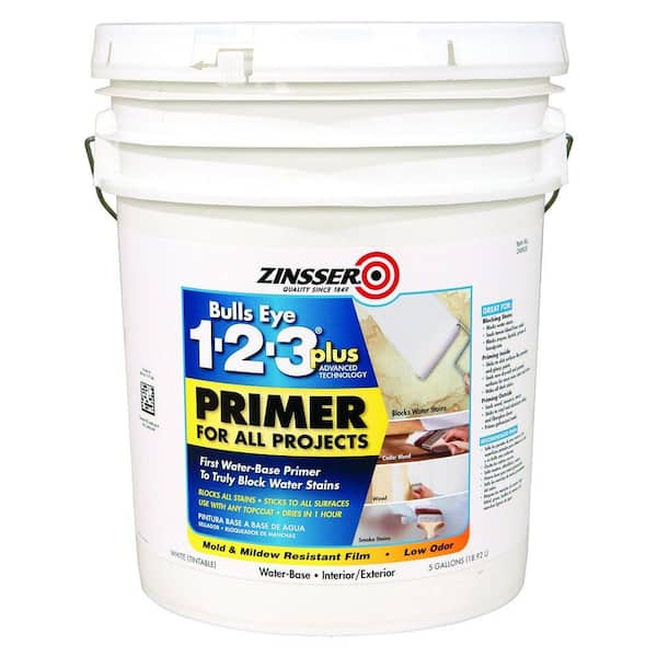 Zinsser Bulls Eye 1-2-3 Plus 5 gal. White Water-Based Interior/Exterior ...