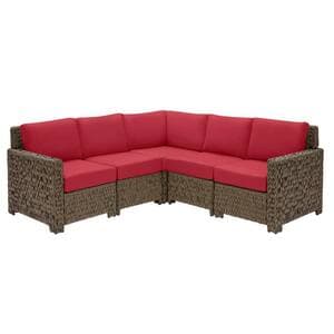 Hampton Bay Laguna Point 5-Piece Brown Wicker Outdoor Patio Sectional ...