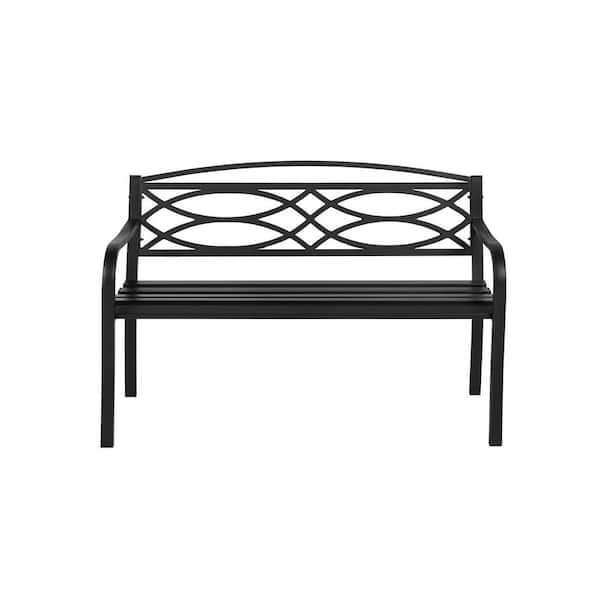 Hampton Bay Aubrey Metal Outdoor Bench A206000500 - The Home Depot