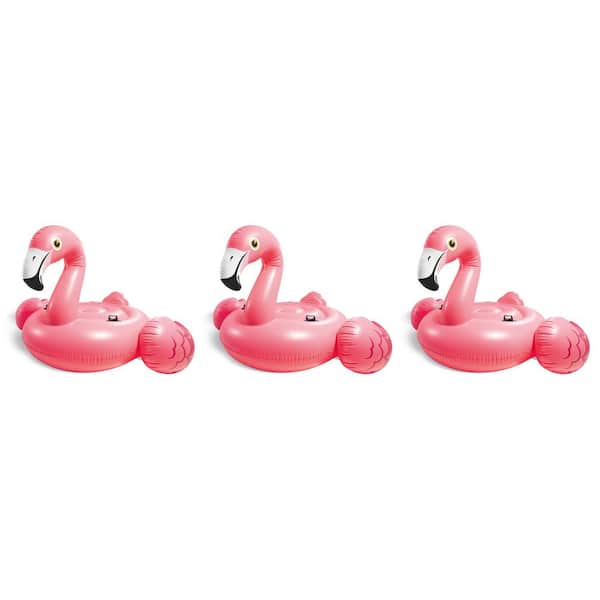 Intex Pink Giant Inflatable 80 Inch Mega Flamingo Ride On Pool Float (3 ...