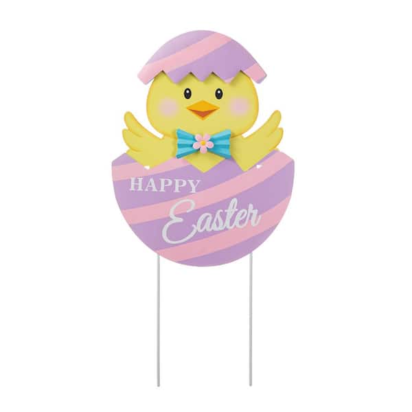 Glitzhome 24 in.H Easter Metal Chick Egg Yard Stake (KD) 2006600025 ...