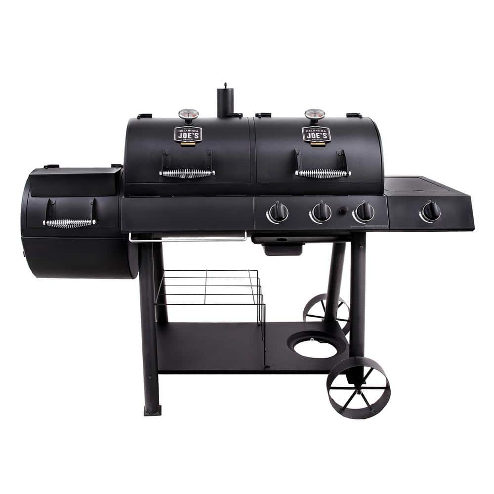 OKLAHOMA JOE'S Longhorn Combo 3-Burner Charcoal and Gas Smoker Grill in ...