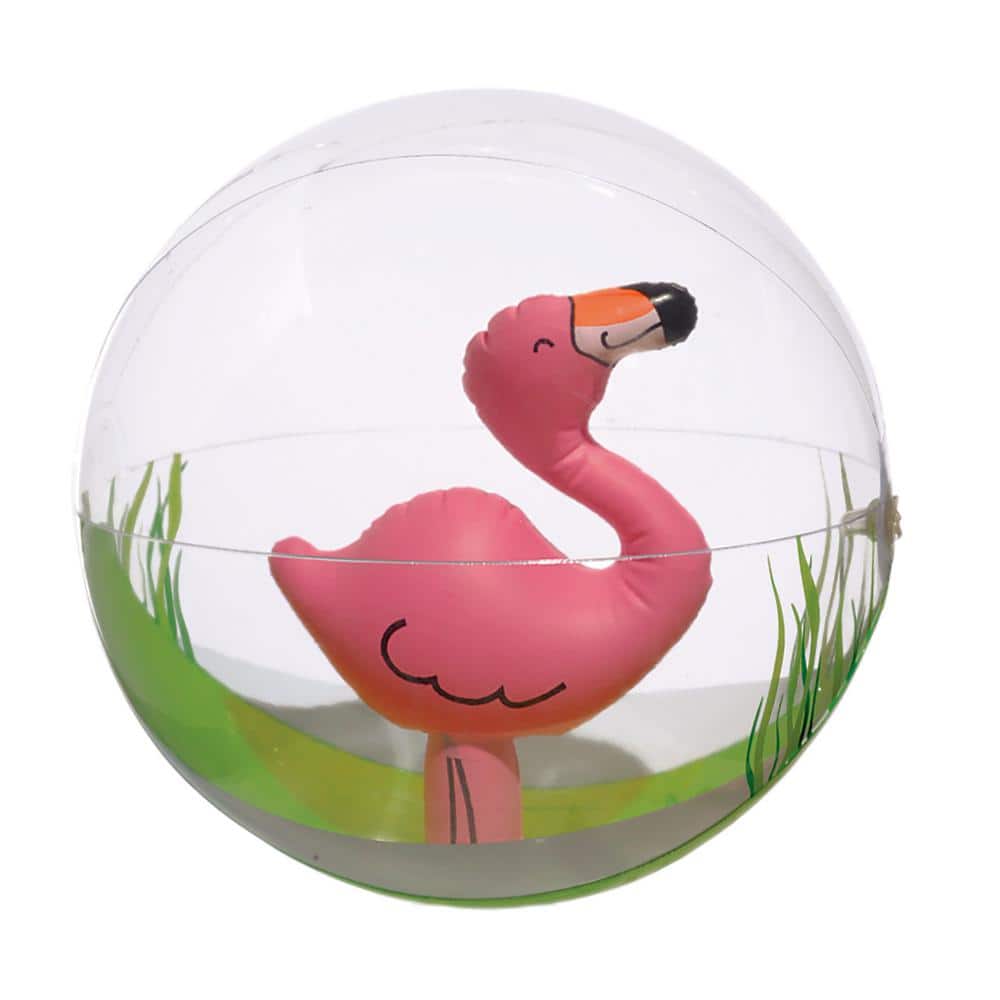Amscan Summer Flamingo 12 in. Inflatable Beach Ball (3-Pack)-3901659 ...