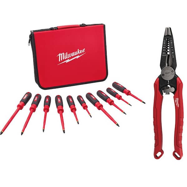 Milwaukee 1000-Volt Insulated Screwdriver Set and Case with 7-in-1 Wire ...