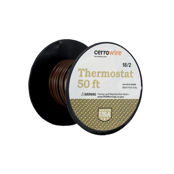 Cerrowire 50 ft. 18/2 Brown Solid Copper CL2R Thermostat Wire 210 ...