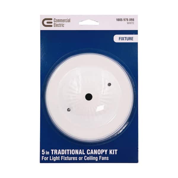 Commercial Electric 5 in. All White Traditional Canopy Kit for Ceiling ...