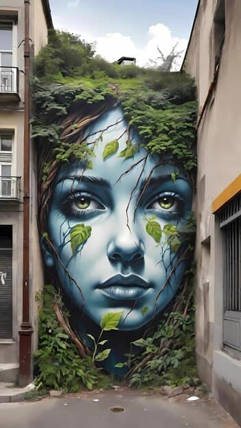 Nature graffiti street art illustration wallpaper background | Premium ...
