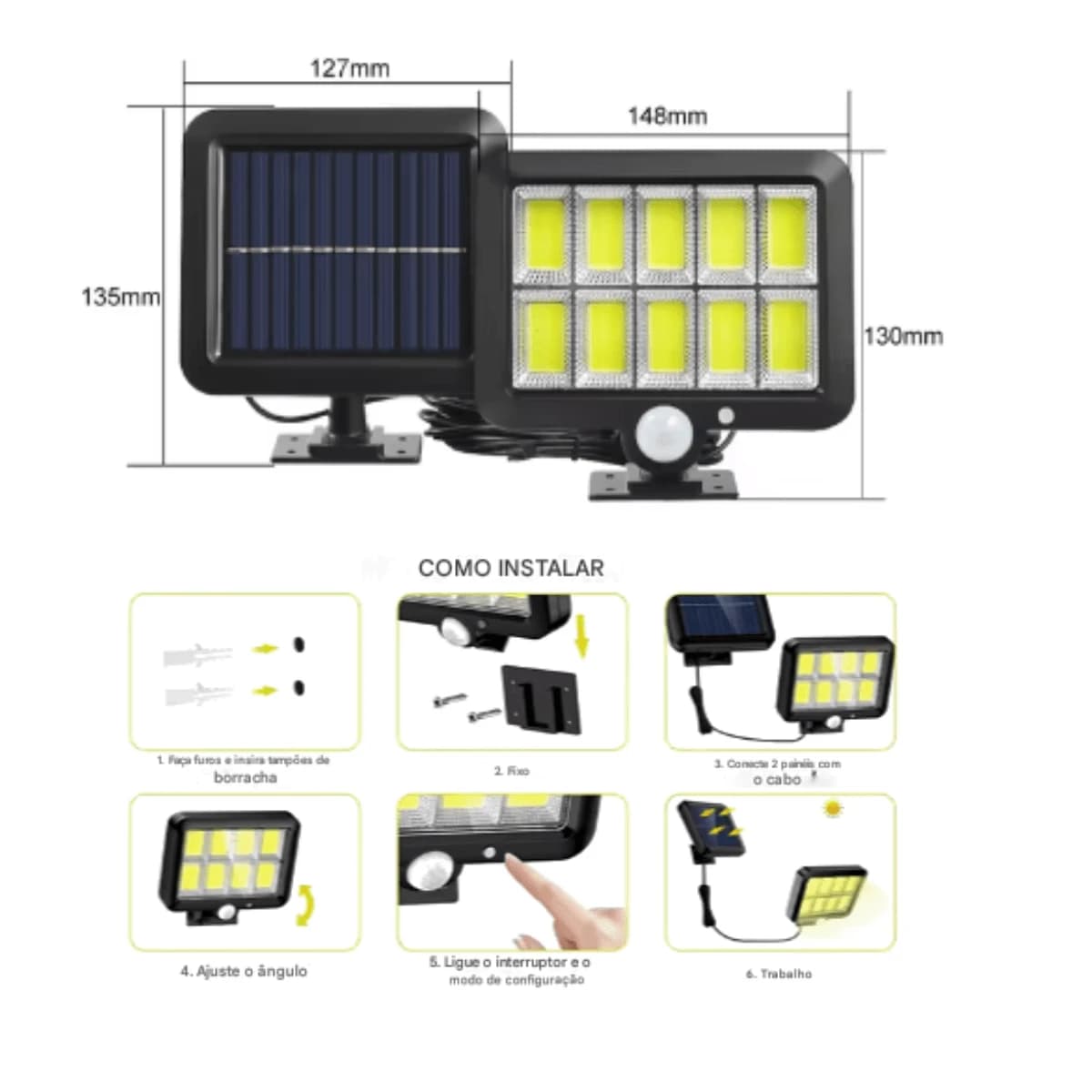 Electronics Paradise Solar Panel Spotlight With Presence Sensor 120 COB ...