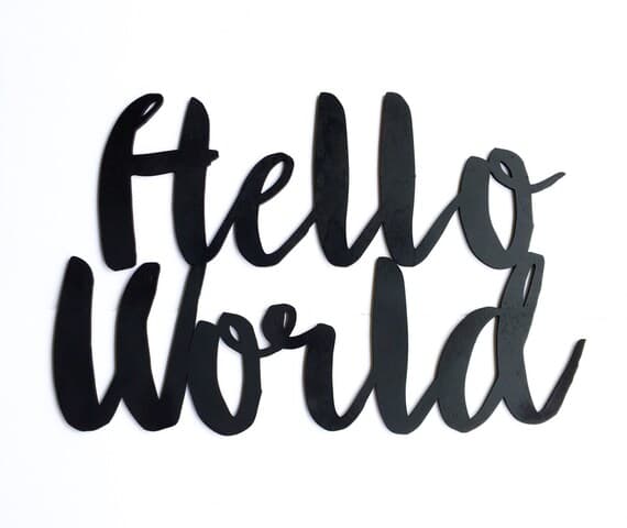 Wood 'Hello World' Sign for Nursery and Baby Shower.