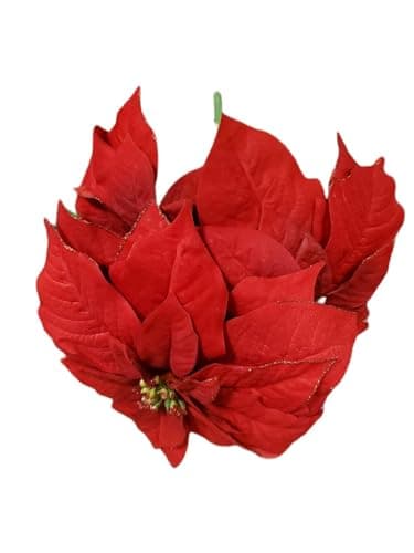 Poinsettia Flower Picks - 14cm, Gold