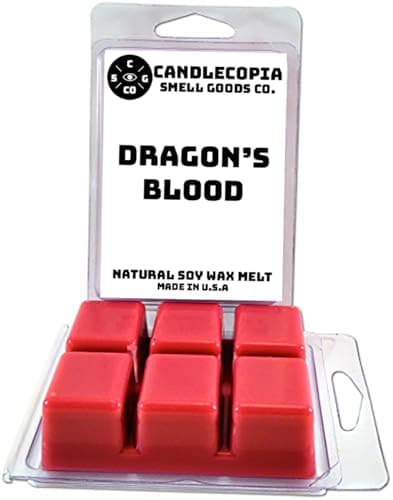 Candlecopia Dragon's Blood 6.4 oz Scented Wax Melts - A potent and earthy fragrance infused with cedarwood, orange and patchouli essential oils - 2-Pack of naturally strong scented soy wax cubes throw 50+ hours of fragrance when melted in Scentsy®, Yankee Candle® or standard electric tart warmer