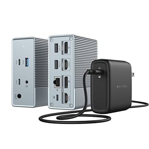 HyperDrive USB-C & Thunderbolt 4 GEN2 12-in-1 Docking Station, 100W PD for MacBook Pro/Air, iPad, PC, 4K USB C Triple Display, 10Gbps, Gigabit Ethernet