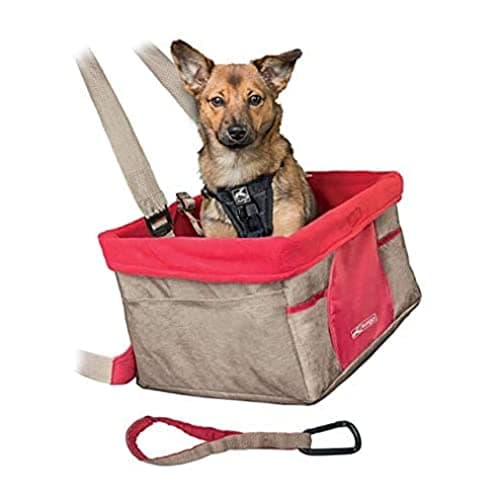 Kurgo Dog Car Seat, Pet Booster Seat, Carabiner for Safety, for Pets - Dogs Under 30 lbs, Rover, Skybox, Heather, Journey, Hangs on Seat, Sits on Seat (Hangs from Seat, Heather Nutmeg Khaki)