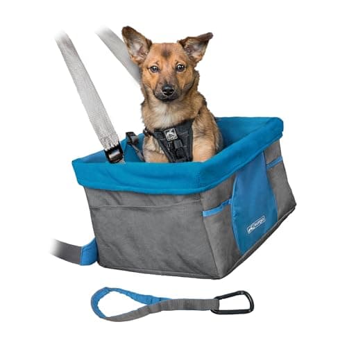 Kurgo Dog Car Seat, Pet Booster Seat, Carabiner for Safety, for Pets - Dogs Under 30 lbs, Rover, Skybox, Heather, Journey, Hangs on Seat, Sits on Seat (Hangs from Seat, Heather Nutmeg Khaki)