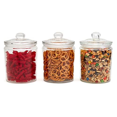 Mason Craft and More 2L Apothecary Glass Jars w Glass Lids - Set of 3 ...