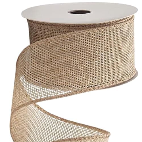 HUIHUANG Natural Burlap Ribbon 3 Inch Wide
