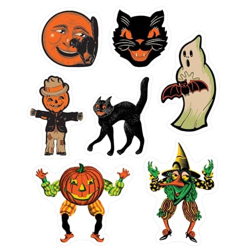 Vintage Halloween Decorations Window Clings Pumpkins Ghosts 8 - Etsy