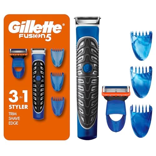 Gillette Fusion5 Styler Facial Hair Trimmer for Men, All-in-One Shave, Trim, and Edge, 1 Gillette Trimmer for Men’s Grooming, with 3 Comb Attachments