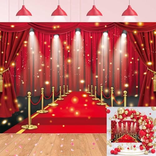 MOHome 7x5ft Hollywood Party Backdrop Glamorous Stars Catwalks Red ...