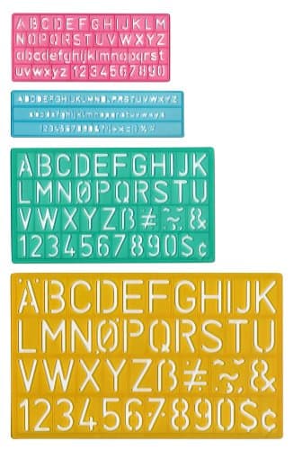 Westcott C-THRU 4 Piece Lettering Guide, Uppercase, Letters and Numbers, Multi Color (2145)