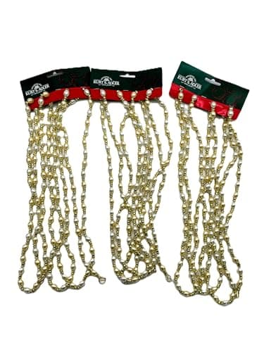 Kurt Adler Gold, Red, Green and White Round Bead with Water Drop Beaded ...