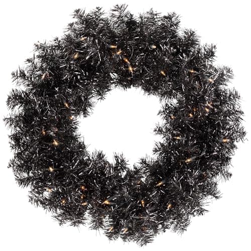 CASAFUN Black Wreath for Front Door, Halloween Raven Wreath, Twig ...