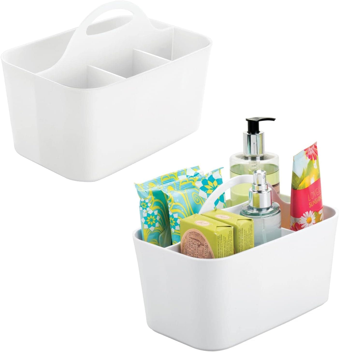 mDesign Plastic Portable Storage Organizer Utility Caddy Tote, Divided ...
