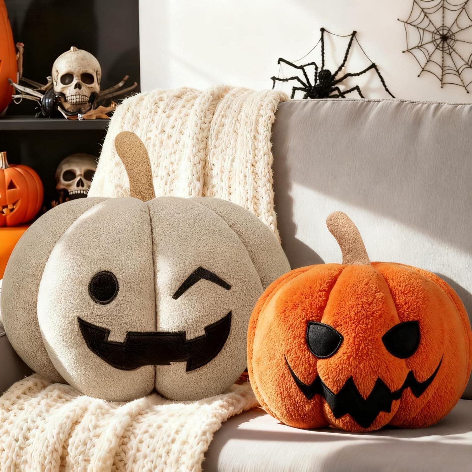 Amazon.com: 2 Pack Pumpkin Pillow, 3D Halloween Throw Pillows Pumpkin ...
