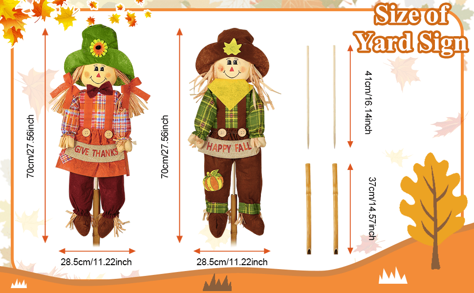 Amazon.com: Meonum 2 Pack Fall Harvest Scarecrow Decorations ...