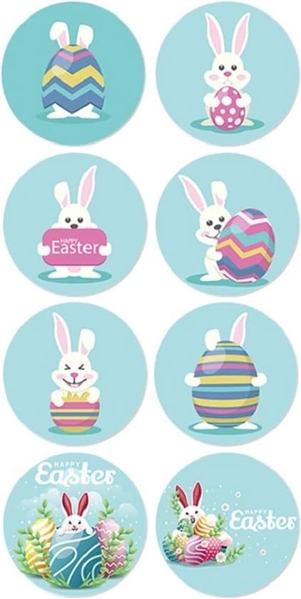 Paas Sticker - Sluitsticker - 8 assorti - Sluitzegel Pasen - Happy ...