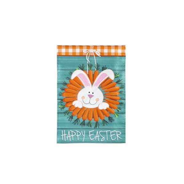 Evergreen Enterprises Happy Easter Bunny & Carrot Wreath Garden Flag ...