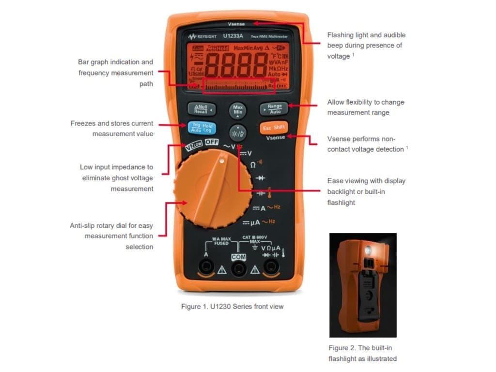 Keysight U1233A - True RMS 6000 Count Handheld Digital Multimeter with ...