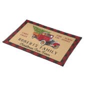 Christmas Tree Farm Vintage Truck Red Plaid Rustic Cloth Placemat | Zazzle