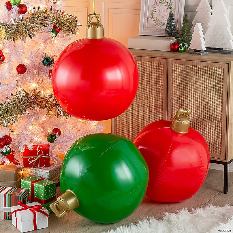 21" x 24 1/2" Large Inflatable Hanging Ball-Shaped Ornaments - 6 Pc ...