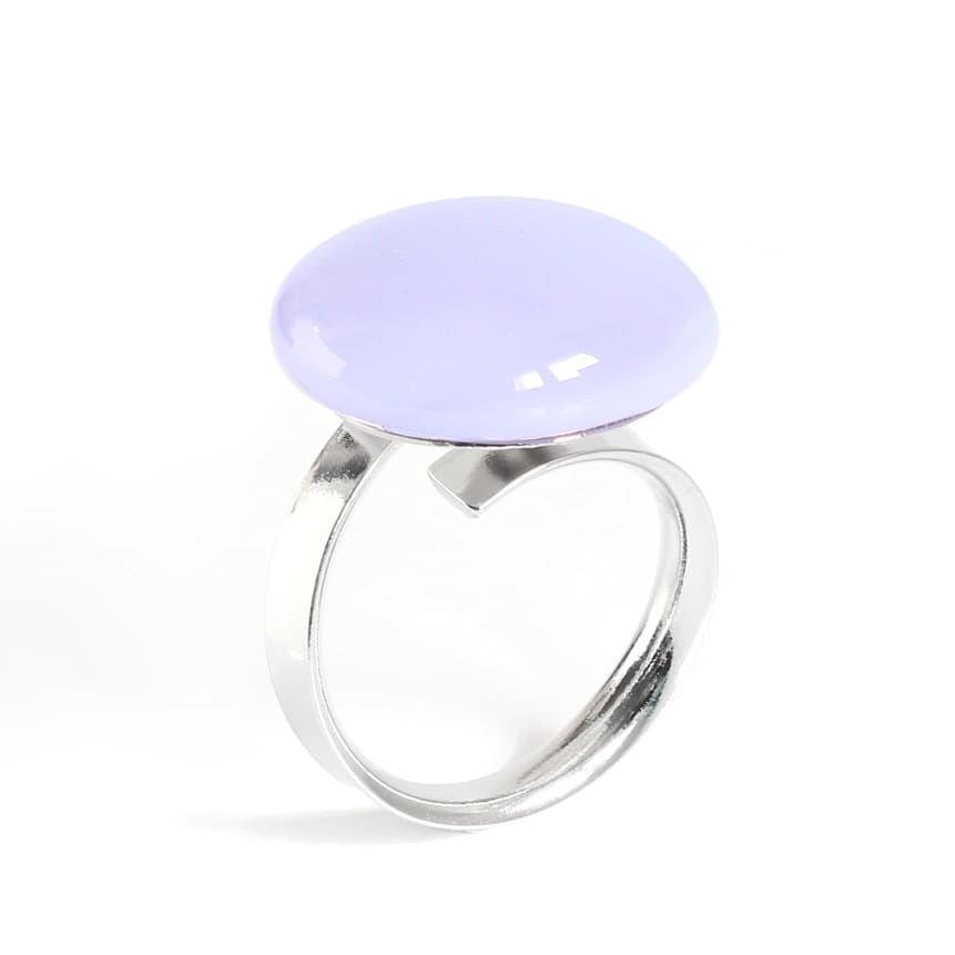Bague couleur lavande en verre artisanal
