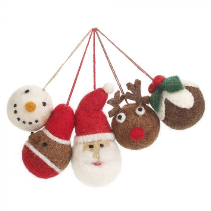 Handmade Felt Christmas Character Decorations Set of 5 | Save the Children Shop Christmas Tree ...