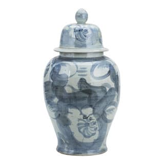 Indigo Sea Flower Temple Jar - Asian - Decorative Jars And Urns - by ...