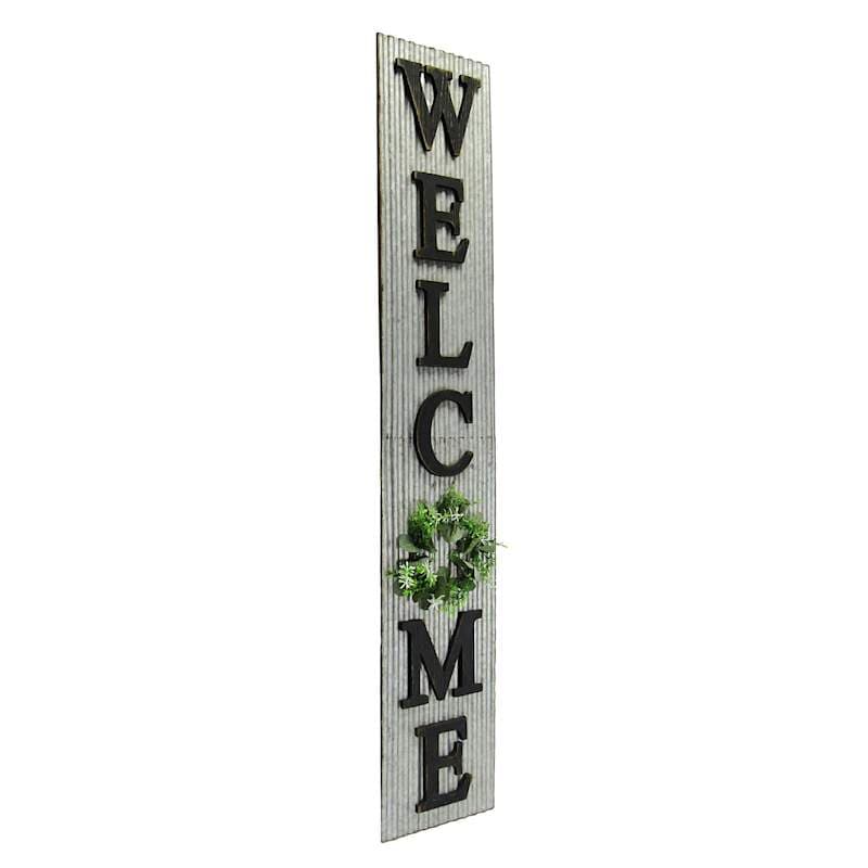 Galvanized Metal Welcome Outdoor Wall Sign, 55" | At Home