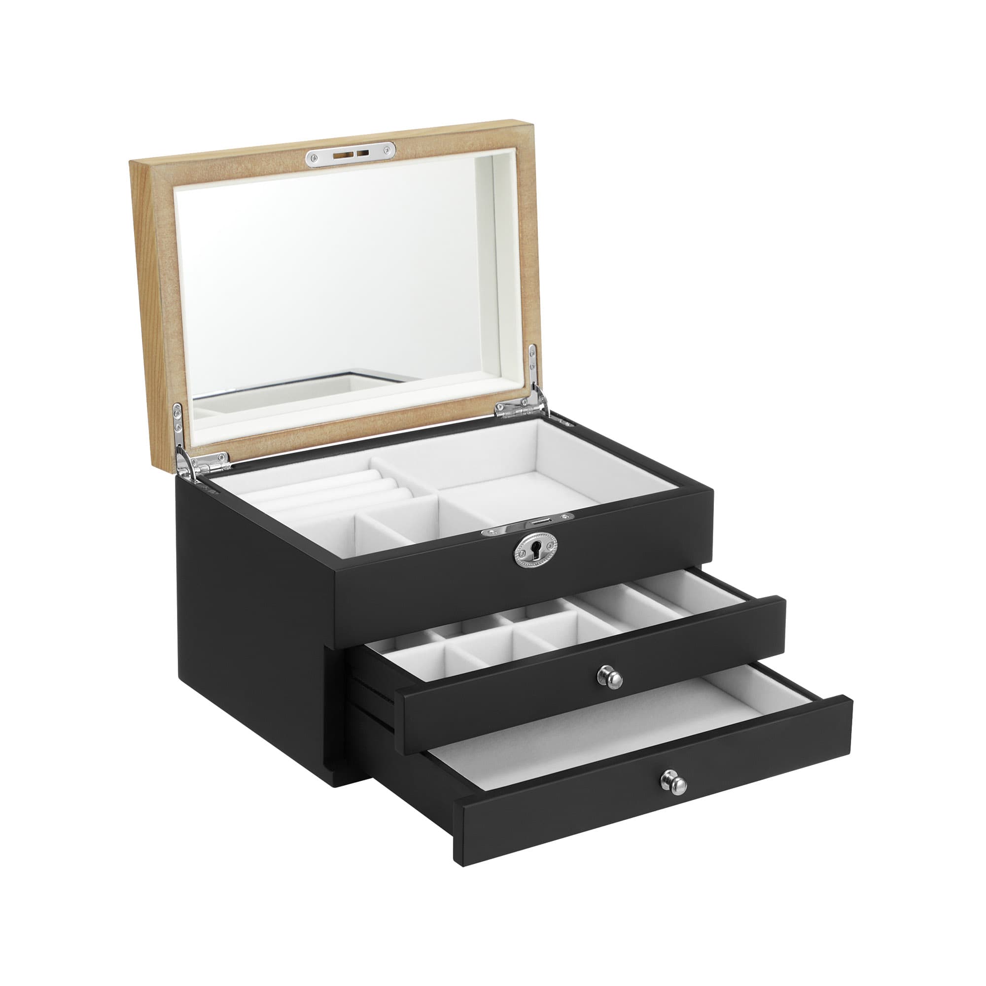 SONGMICS 3-Tier Jewelry Box, Wooden Jewelry Organizer, Jewelry Storage ...
