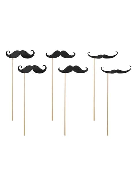Set of 6 Mustache Photo Booth Props. Express delivery | Funidelia