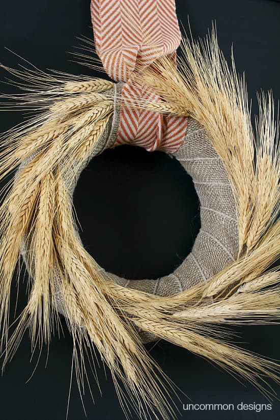Fall Wheat and Burlap Wreath - Uncommon Designs