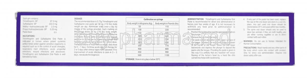 Buy Trisiden, Trimethoprim/ Sulfadiazine Equine Oral Paste Online